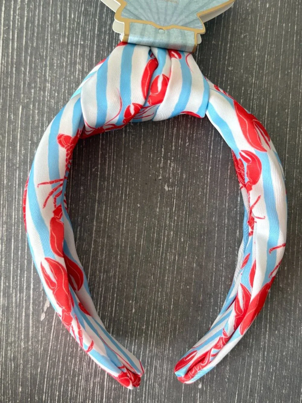 NWT - Piper K Bue and White Stripe Lobster Top Knot Headband